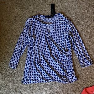 Jones New York Blue Pattern Top